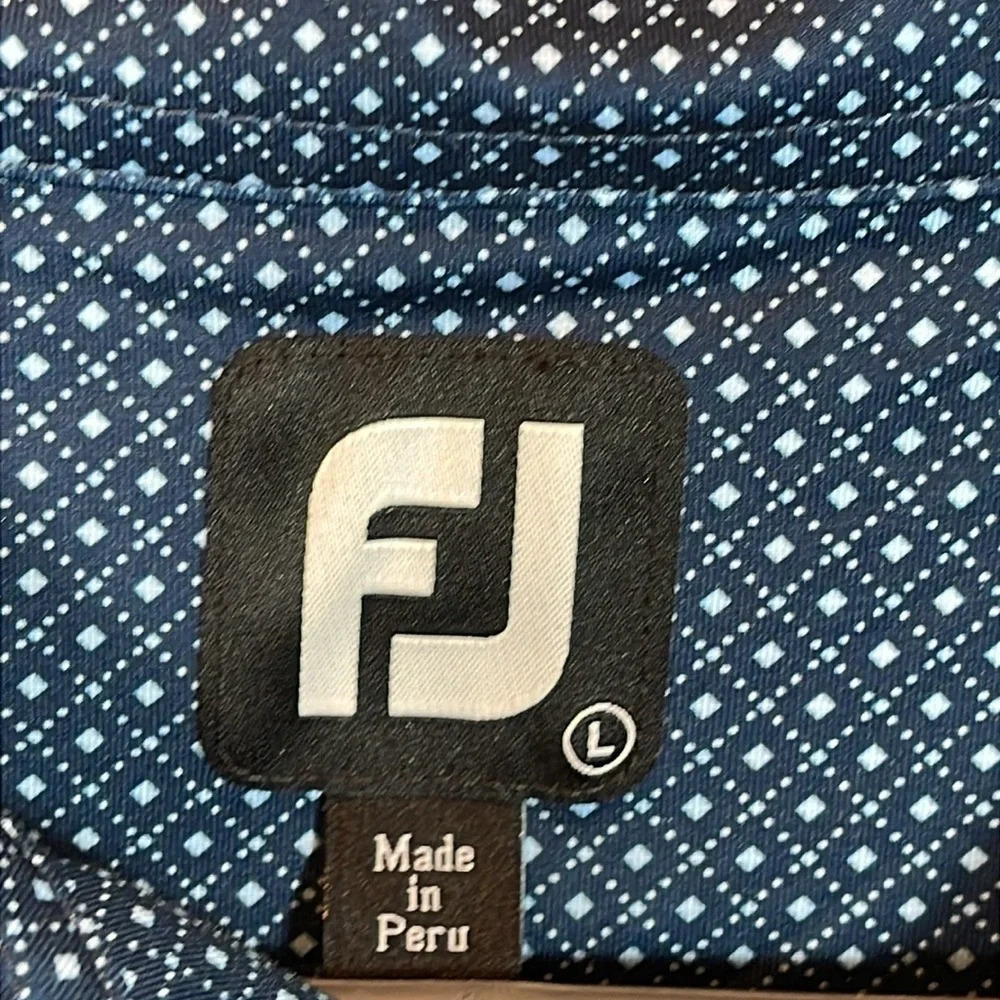 FootJoy Dot Geo Lisle Men's polo in blue size Large - Picture 5 of 11
